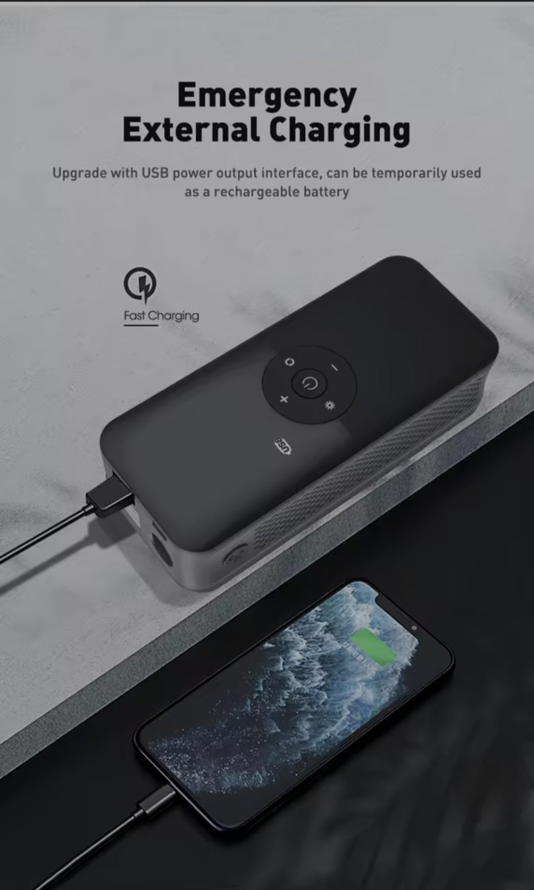 Portable Compressor and Powerbank with built-in light